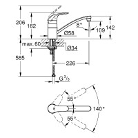 Смеситель для кухни Grohe Euroeco New 32750000 Хром латунь