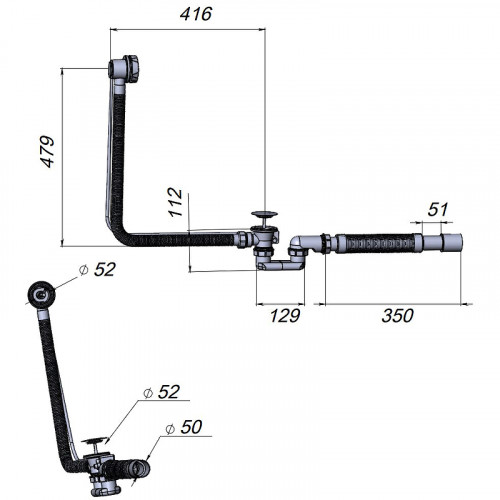 Слив-перелив AM.PM W90A-1000-OFL полуавтомат Хром