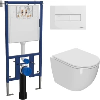 Комплект унитаза DIWO Bauedge Bau Dream Hurricane-2 с сиденьем Микролифт с инсталляцией DIWO 4501 с клавишей смыва цвет Глянцевый белый