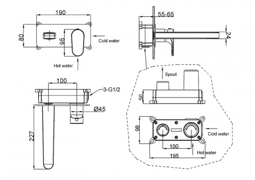 Смеситель для раковины Boheme Spectre 455-MG цвет Золото матовое