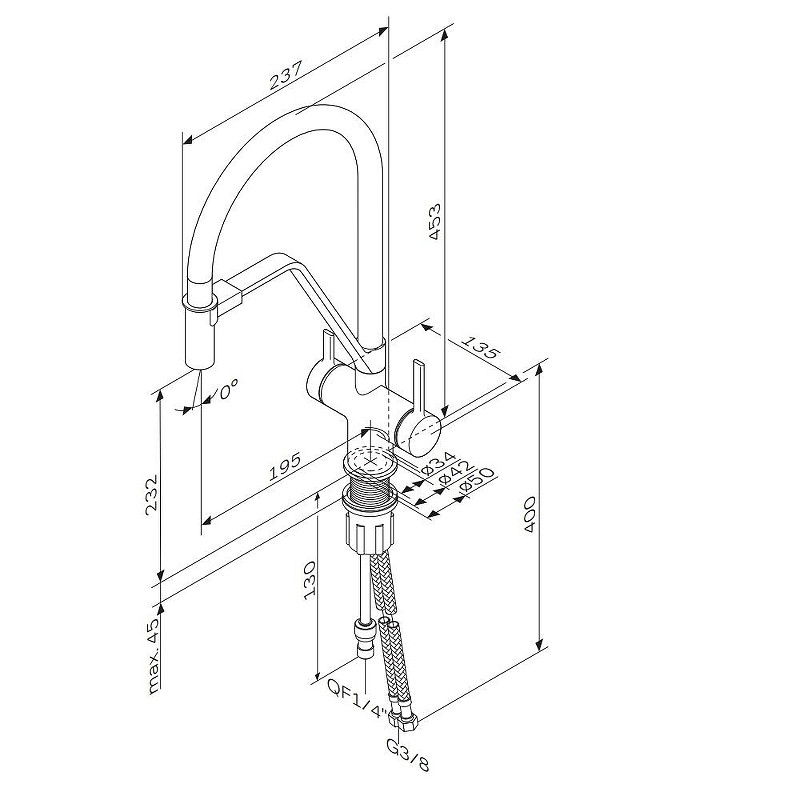 Смеситель для кухни AM.PM Func F8F07802 цвет Черный Хром