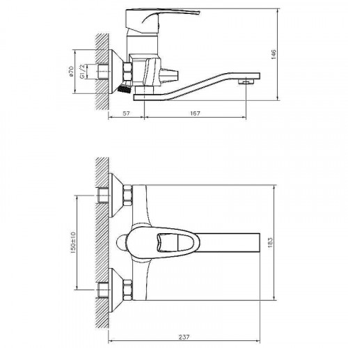 Смеситель для ванны Decoroom DR70044 Хром