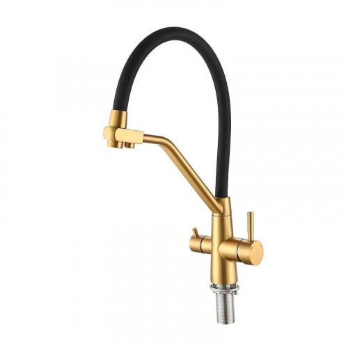 Смеситель для кухни Ростовская Мануфактура Сантехники SUS127G-016F-015 цвет Золото Черный