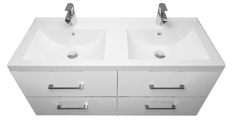 Мебельная раковина Marka One Duo 120 Polytitan У99050 двойная Белая