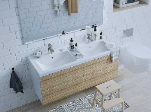 Мебельная раковина Marka One Duo 120 Polytitan У99050 двойная Белая