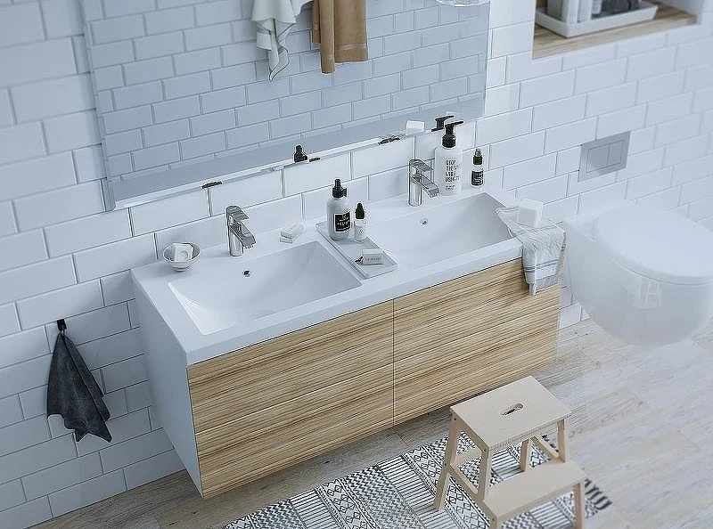 Мебельная раковина Marka One Duo 120 Polytitan У99050 двойная Белая