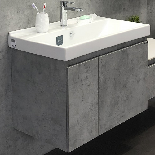 Тумба с раковиной Comforty Осло 80 00-00000836 подвесная Бетон светлый МДФ / ЛДСП