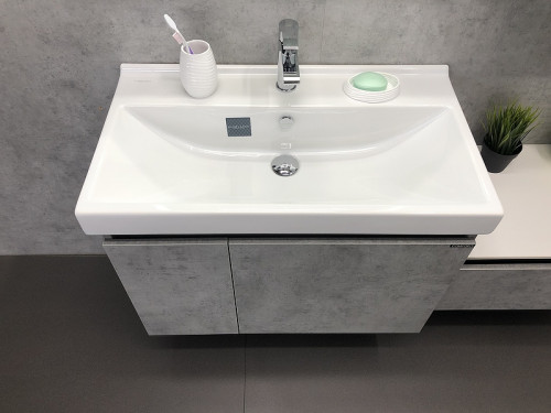 Тумба с раковиной Comforty Осло 80 00-00000836 подвесная Бетон светлый МДФ / ЛДСП