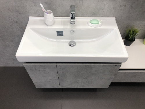 Тумба с раковиной Comforty Осло 80 00-00000836 подвесная Бетон светлый МДФ / ЛДСП