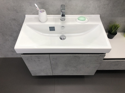 Тумба с раковиной Comforty Осло 80 00-00000836 подвесная Бетон светлый МДФ / ЛДСП