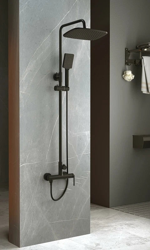 Душевая система BelBagno Acqua ACQUA-DOCM-NERO Черный матовый латунь на стену