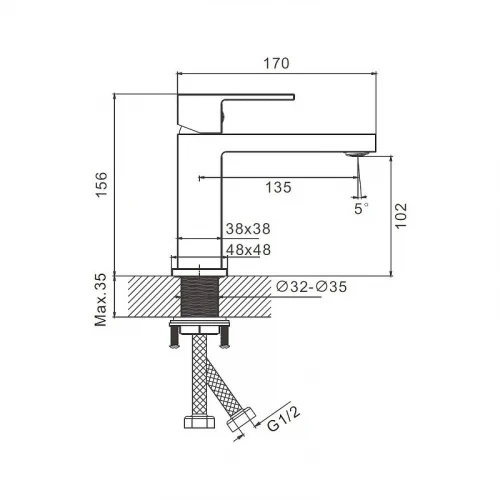 Смеситель для раковины Belz B658 B10658 цвет Хром