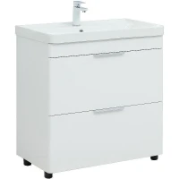 Тумба с раковиной Aquanet Ирис new 80 310154+Ирис 80 301805 Белая глянцевая