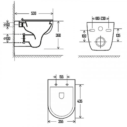 Унитаз AQUAme AQM2008 подвесной Белый глянец с сиденьем Микролифт фаянс подвесной
