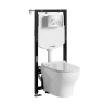 Комплект унитаза с инсталляцией WasserKRAFT Aller 10TLT.010.ME.BN02.H001 цвет Белый с сиденьем Микролифт и клавишей смыва цвет Никель