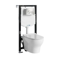 Комплект унитаза с инсталляцией WasserKRAFT Aller 10TLT.010.ME.BN02.H001 цвет Белый с сиденьем Микролифт и клавишей смыва цвет Никель