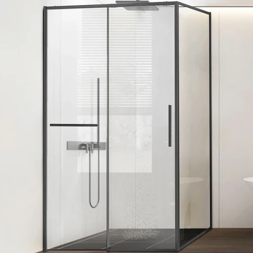 Душевой уголок Vincea Slim Soft 110x80 VSR-1SS8011CLGM профиль Вороненая сталь стекло прозрачное
