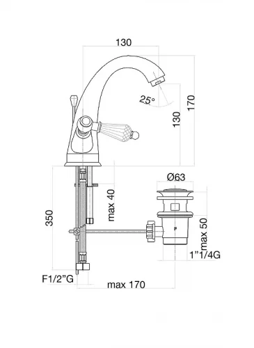 Смеситель для раковины Fiore Gioielli 08OO0623 цвет Золото