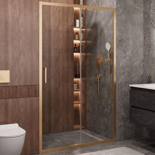 Душевая дверь Cezares Molveno 120 MOLVENO-BF-1-120-C-BORO-IV профиль Брашированное золото стекло прозрачное