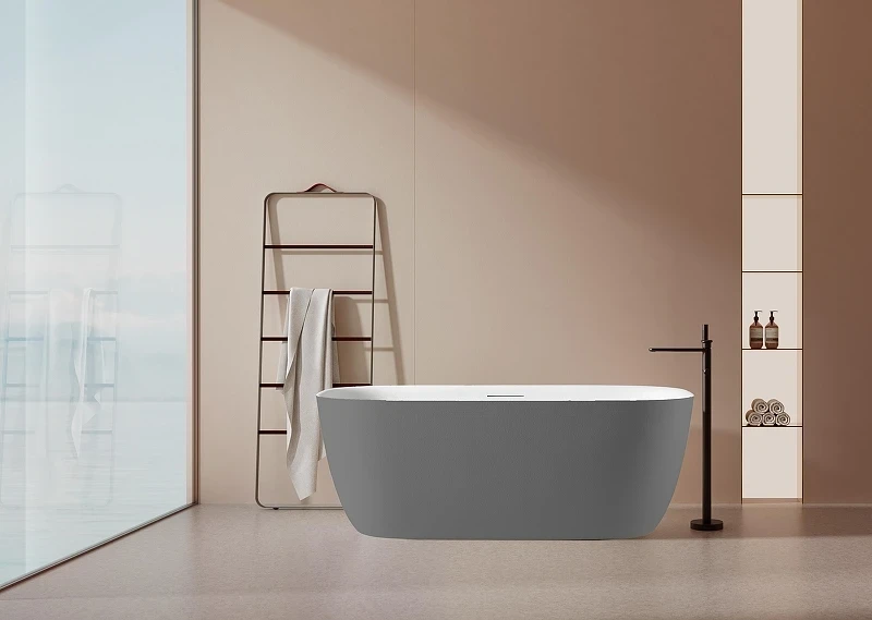Ванна из искусственного камня AltroBagno Luciana 170x80 090225 цвет Серый цемент Белый