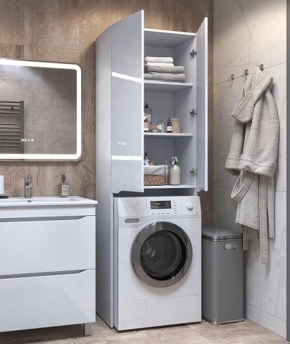 Шкаф пенал Vigo Grani 40 64 036 над стиральной машиной цвет Белый