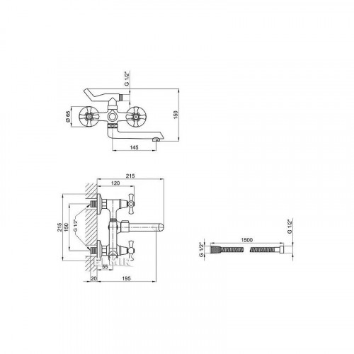 Смеситель для ванны Fashun A3024 цвет Хром