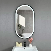 Зеркало Alavann Wave 52 ALV1160001 с подсветкой цвет Черный с сенсорным выключателем