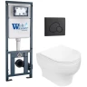 Комплект унитаза с инсталляцией WeltWasser MARBERG 410 + ERLENBACH 004 GL-WT + MAR 410 RD MT-BL 10000010375 цвет Белый глянцевый с сиденьем Микролифт и клавишей смыва цвет Черный матовый