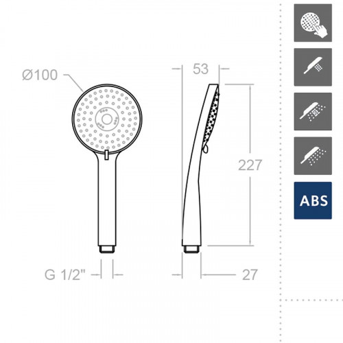 Ручной душ Ramonsoler Hidroterapia 5840T3 Хром