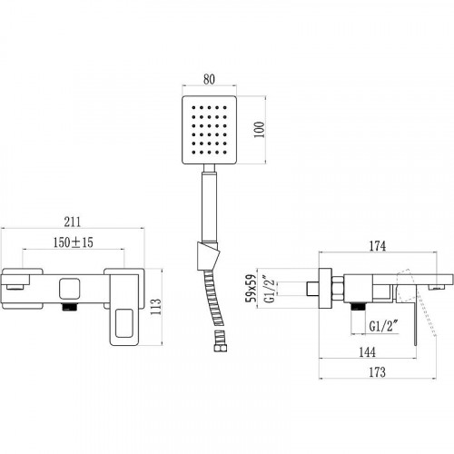 Смеситель для ванны Savol S-SUS4003H цвет Черный