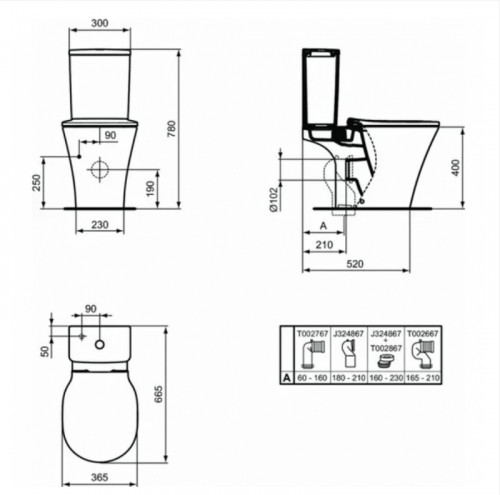 Унитаз компакт Ideal Standard Connect Air E009701 без бачка и сиденья фарфор напольный