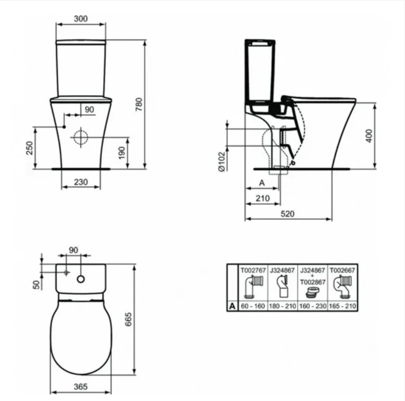 Унитаз компакт Ideal Standard Connect Air E009701 без бачка и сиденья фарфор напольный