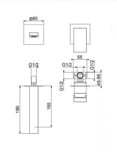Смеситель для раковины Fiore Kube 100NN7597 Черный встраиваемый