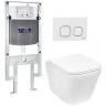 Комплект унитаза с инсталляцией WeltWasser AMBERG 497 ST + GELBACH 043 GL-WT + AMBERG RD-WT 10000011859 цвет Белый глянцевый с сиденьем Микролифт и клавишей смыва цвет Белый