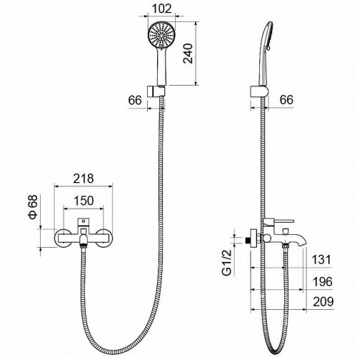 Смеситель для ванны Aquatek Европа AQ1349MB Черный матовый латунь на стену