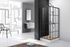 Душевой уголок Ceruttispa Muza 90x90 профиль Черный стекло прозрачное с рисунком