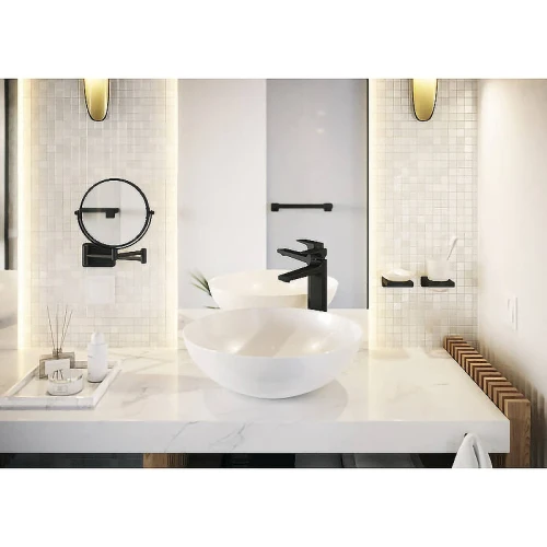 Косметическое зеркало Hansgrohe AddStoris 41791670 с увеличением Черное матовое