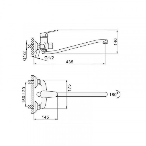 Смеситель для ванны D-Lin D146422 универсальный цвет  Хром