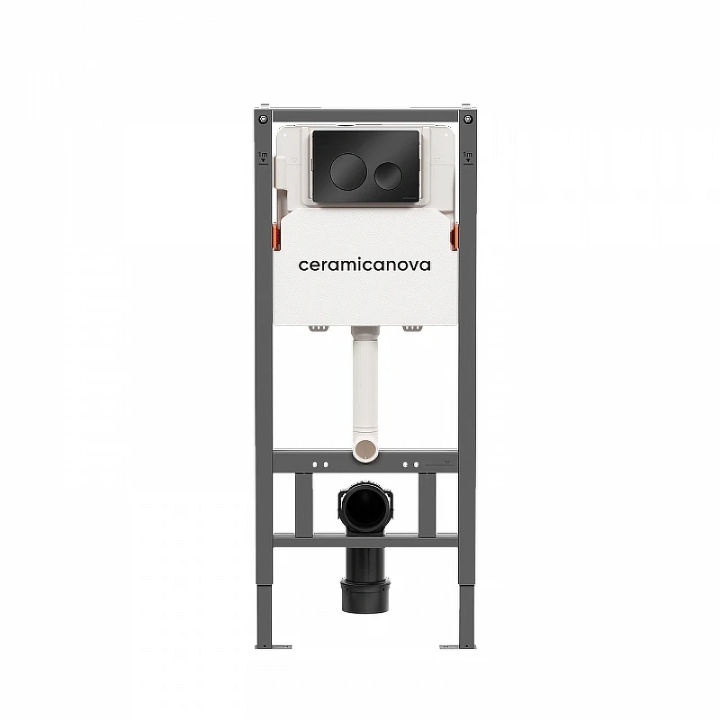 Комплект унитаза с инсталляцией Ceramicanova Mono CN1905_121001MB цвет Белый с сиденьем Микролифт и клавишей смыва цвет Черный матовый
