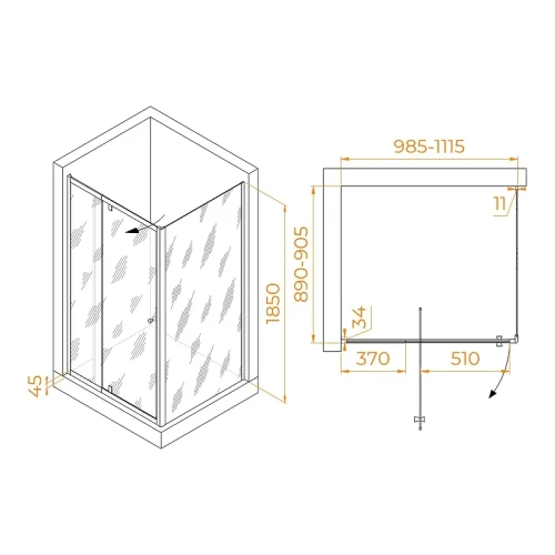 Душевой уголок RGW Passage 100x90 41084409-014 профиль цвет Черный стекло прозрачное