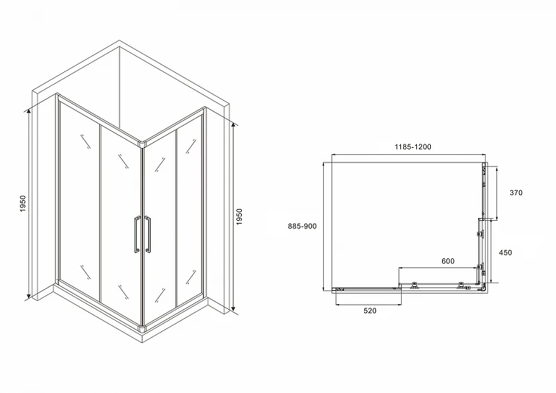 Душевой уголок Abber Schwarzer Diamant 120x90 AG02129H профиль Хром стекло прозрачное