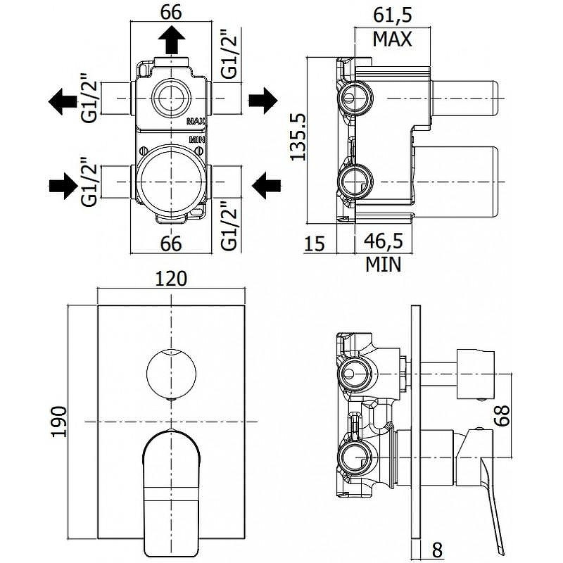 Смеситель для душа Paffoni Tilt TI019ST/M цвет Сталь