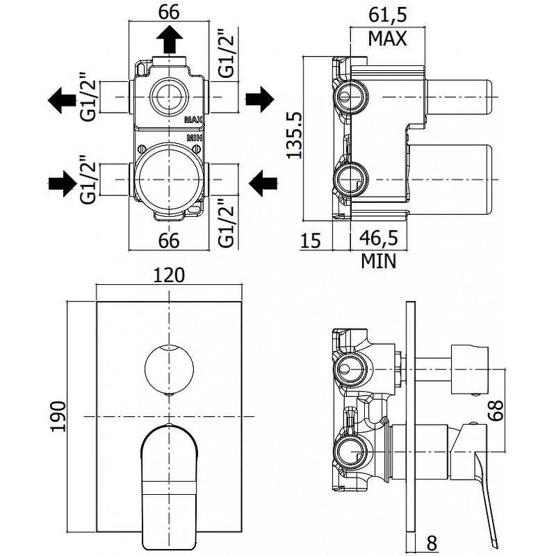 Смеситель для душа Paffoni Tilt TI019ST/M цвет Сталь