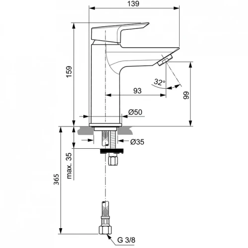 Смеситель для раковины Ideal Standard Tesi A6559AA цвет Хром
