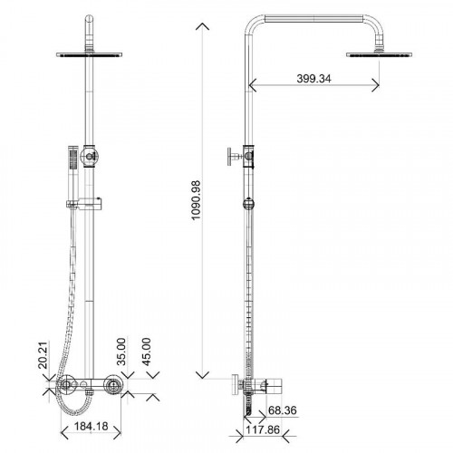 Душевая система Boheme Stick 128-WCR.2 Белая Хром латунь на стену