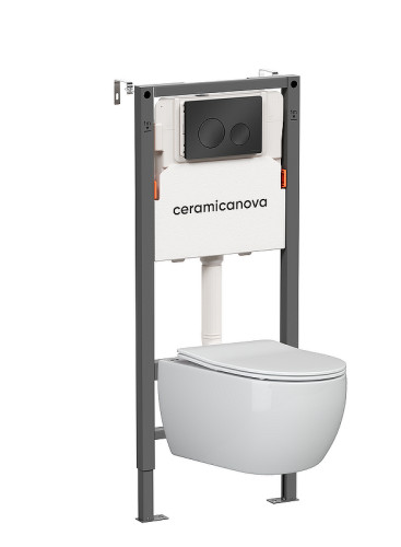 Унитаз с инсталляцией Ceramicanova Игра (Play) CN3001_121001MB цвет Белый с сиденьем Микролифт и клавишей смыва цвет Черный матовый
