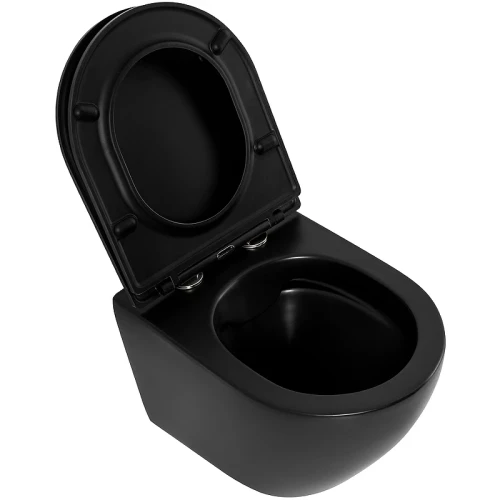 Комплект унитаза с инсталляцией BelBagno Colorato BB062CHR-MB/BB062SC-MB/BB002-80/BB007-PR-NERO.M с сиденьем Микролифт и Черной матовой клавишей смыва фаянс подвесной