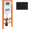 Комплект унитаза с инсталляцией BelBagno Colorato BB062CHR-MB/BB062SC-MB/BB002-80/BB007-PR-NERO.M с сиденьем Микролифт и Черной матовой клавишей смыва фаянс подвесной