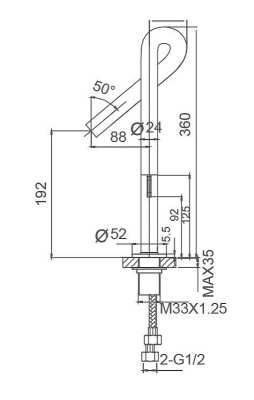 Смеситель для раковины Wonzon &amp; Woghand Loop WW-112-00-508 цвет Черный матовый