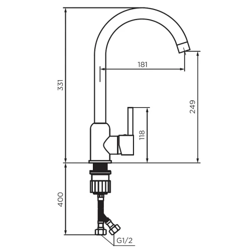 Смеситель для кухни Dorff Logic D3007022 Черный нержавеющая сталь